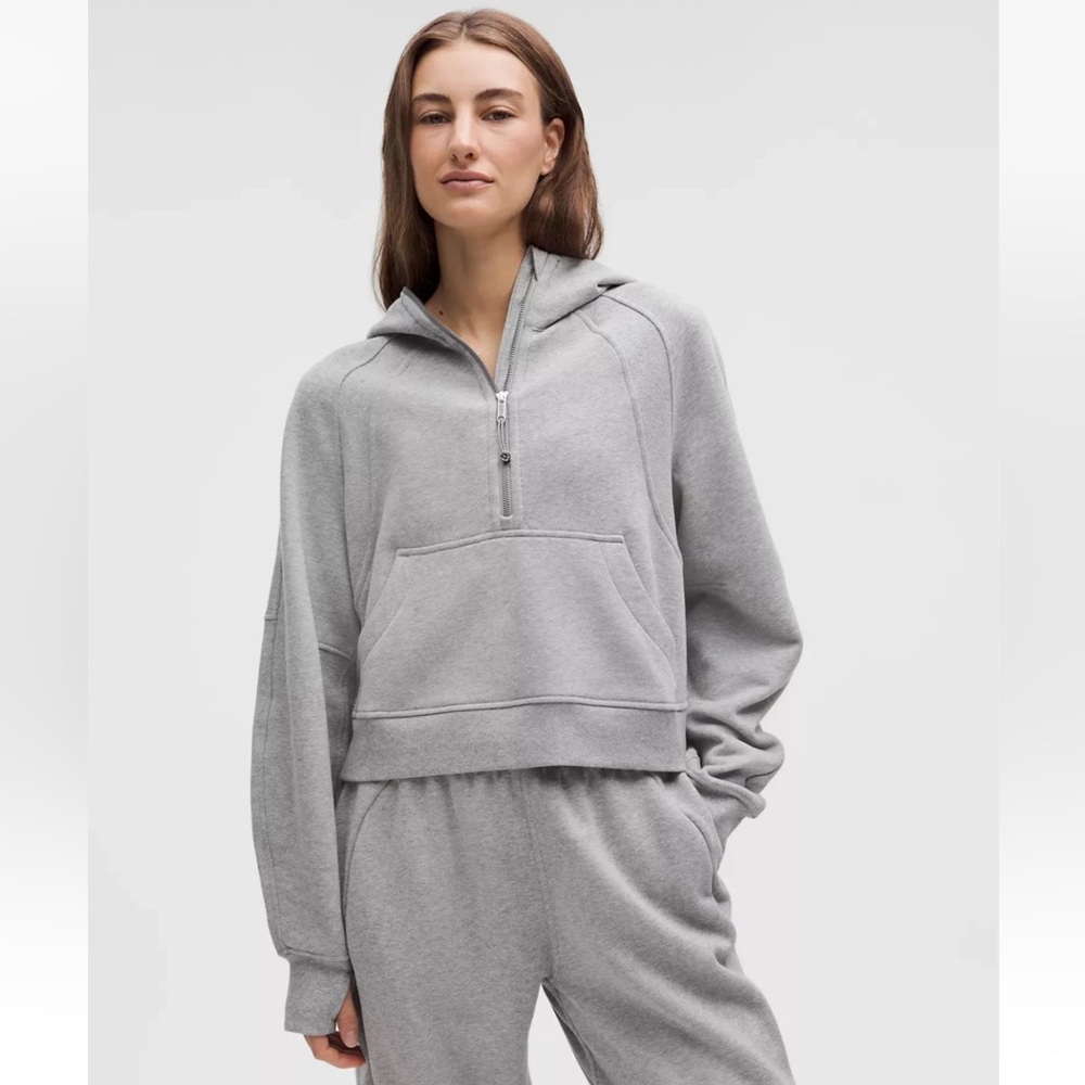 Lululemon Scuba Hoodie Women’s Small Gray Oversized Cropped Half Zip W3DUSS